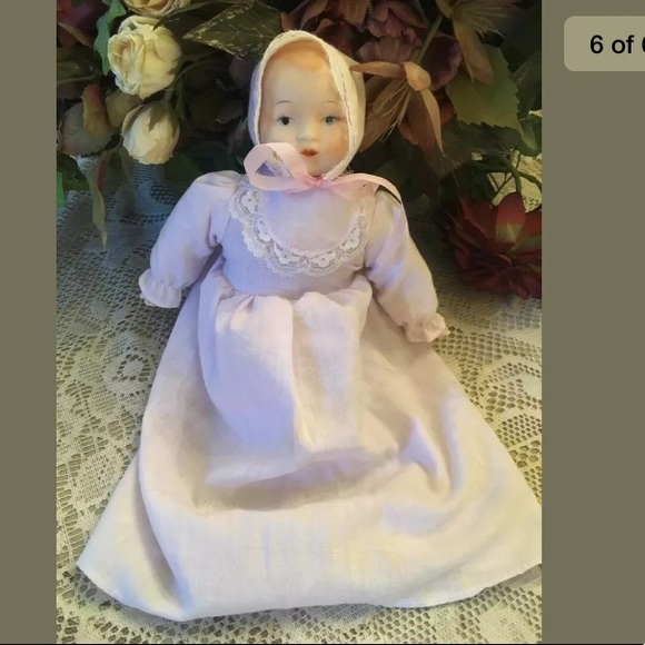 Vtg Porcelain Bisque Doll Baby Handmade Clothes - Picture 6 of 8
